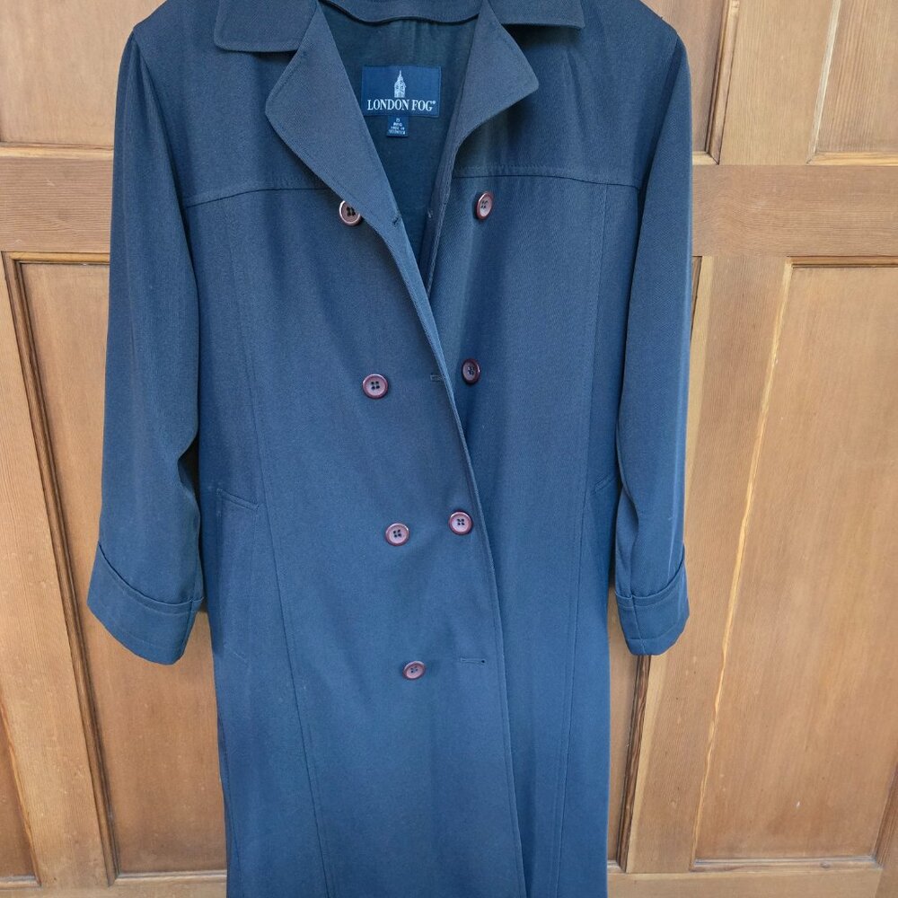 London Fog Vintage Women's Trench Rain Coat Lined Black size 8